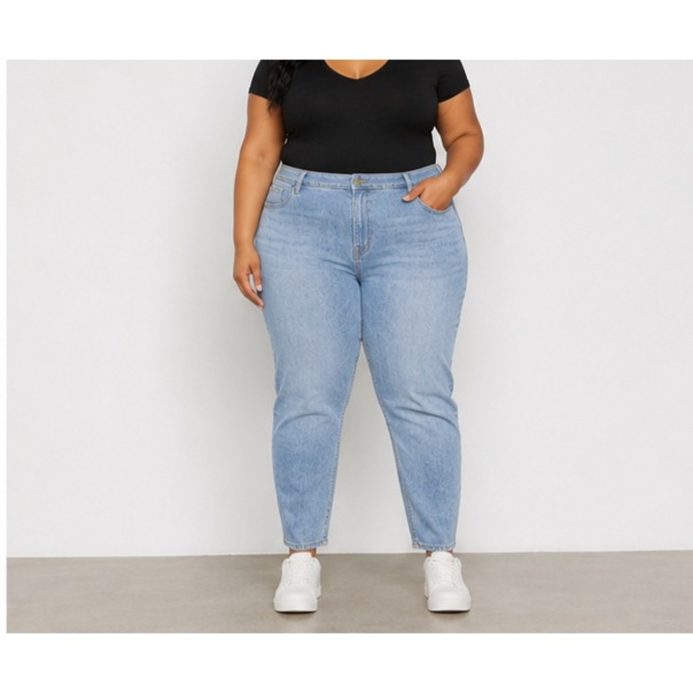 Terra & Sky Womens Jeans Size 4X Medium Wash High Rise Pull On Straight Stretch